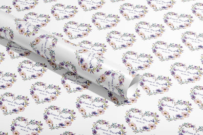 Personalised Wrapping Paper, Wedding, Gift Wrap, Your Names, Birthday, Flowers, Customised, Party, Engagement, Valentines, Anniversary