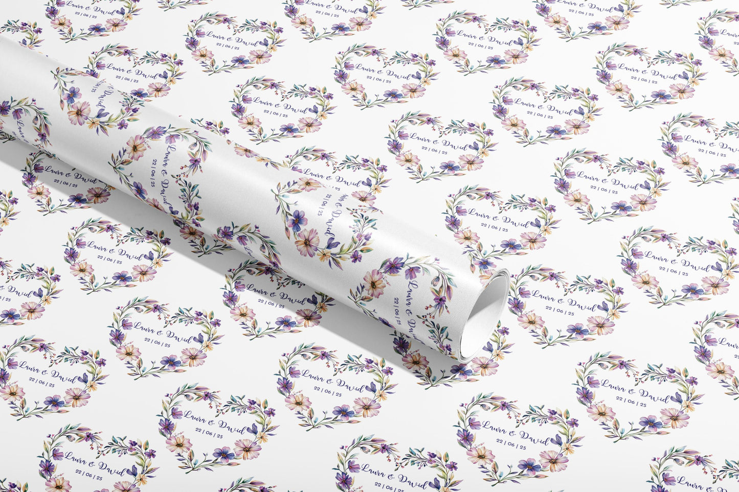 Personalised Wrapping Paper, Wedding, Gift Wrap, Your Names, Birthday, Flowers, Customised, Party, Engagement, Valentines, Anniversary