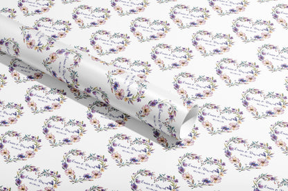 Personalised Wrapping Paper, Wedding, Gift Wrap, Your Names, Birthday, Flowers, Customised, Party, Engagement, Valentines, Anniversary