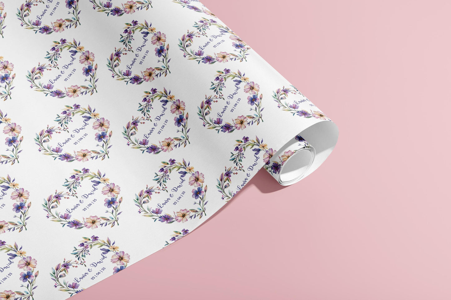 Personalised Wrapping Paper, Wedding, Gift Wrap, Your Names, Birthday, Flowers, Customised, Party, Engagement, Valentines, Anniversary