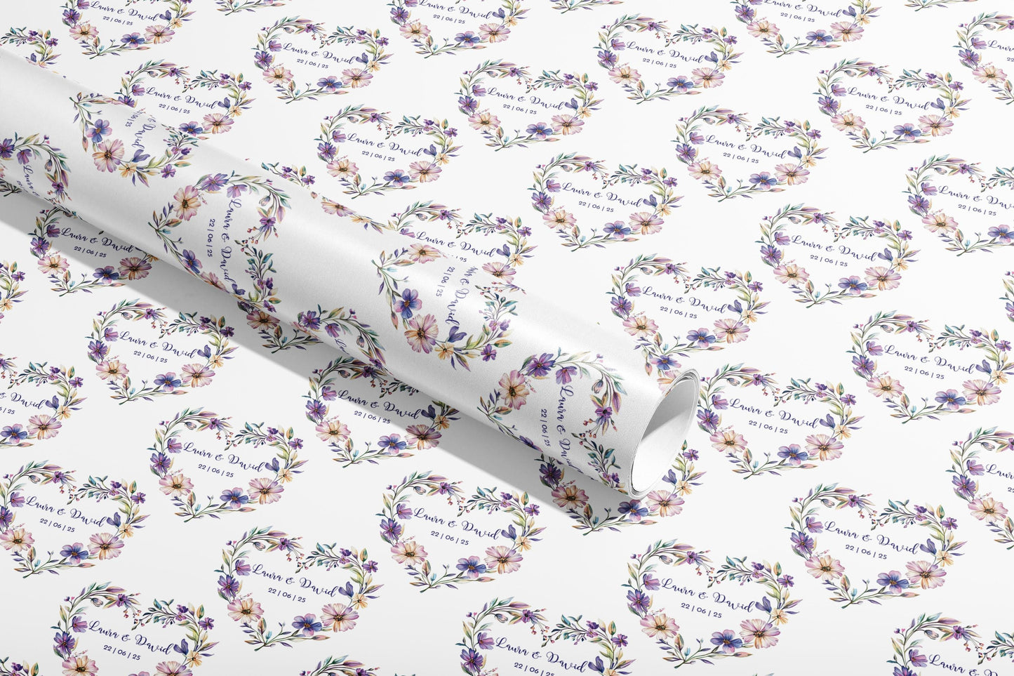 Personalised Wrapping Paper, Wedding, Gift Wrap, Your Names, Birthday, Flowers, Customised, Party, Engagement, Valentines, Anniversary