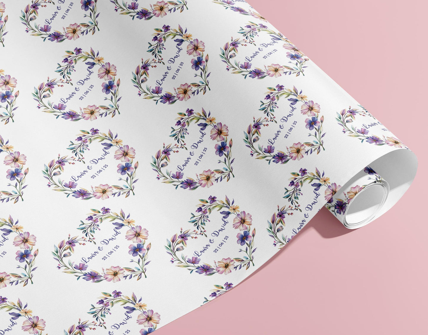 Personalised Wrapping Paper, Wedding, Gift Wrap, Your Names, Birthday, Flowers, Customised, Party, Engagement, Valentines, Anniversary