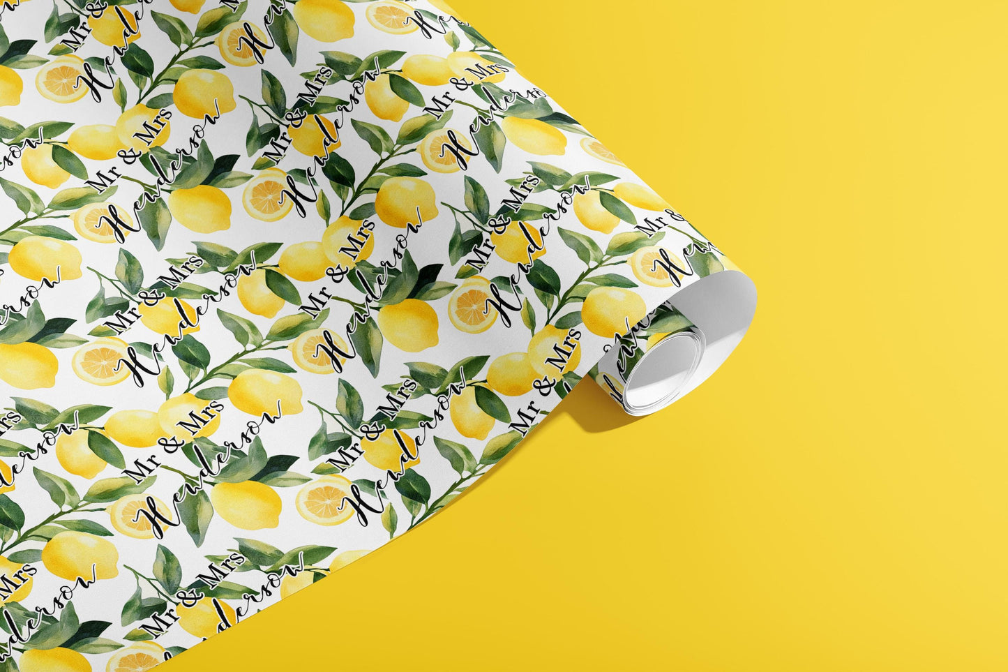 Personalised Wrapping Paper, Wedding, Gift Wrap, Your Names, Birthday, Lemons, Customised, Party, Engagement, Valentines, Anniversary