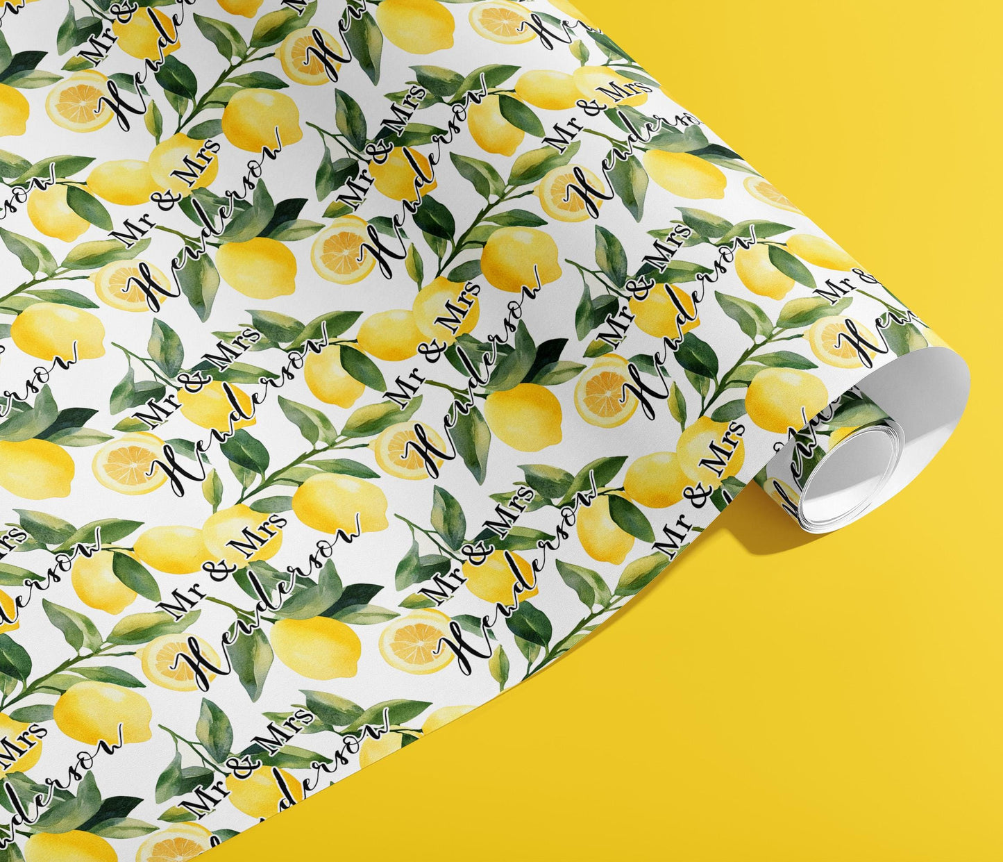 Personalised Wrapping Paper, Wedding, Gift Wrap, Your Names, Birthday, Lemons, Customised, Party, Engagement, Valentines, Anniversary