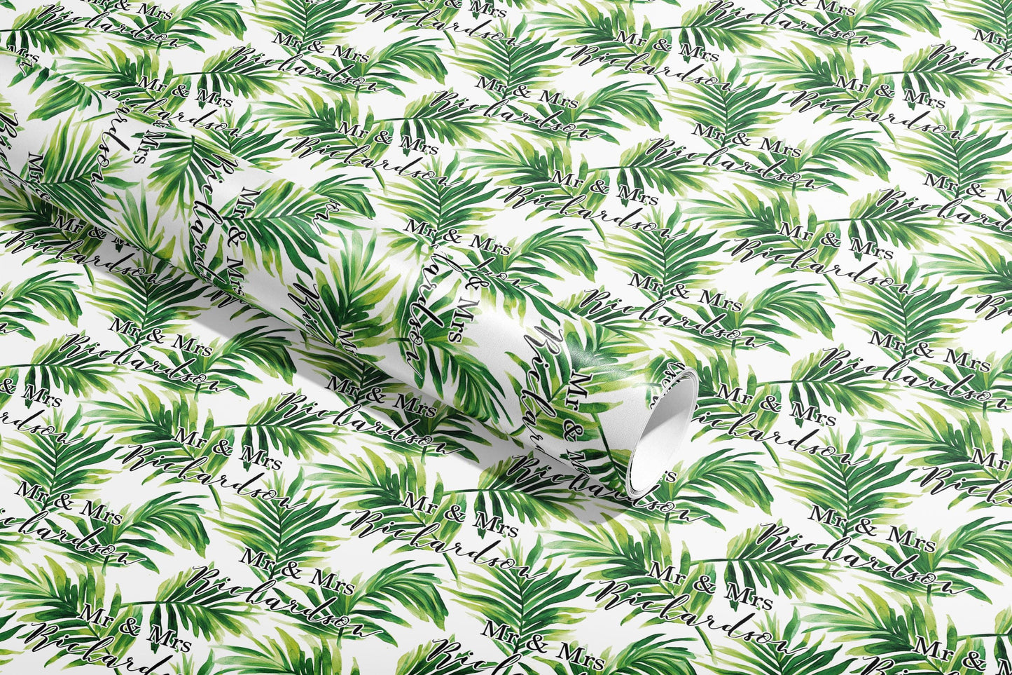 Personalised Wrapping Paper, Gift Wrap, Wedding, Your Names, Birthday, Ferns, Customised, Engagement, Couples, Greenery, Anniversary