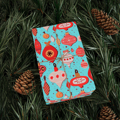 Blue Christmas Ornament Gift Wrapping Papers - Custom Holiday Gift Wrap -