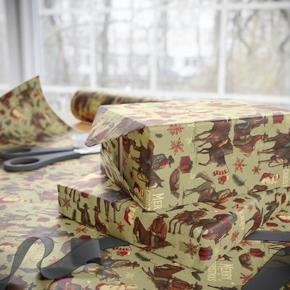 Cowboy Western Gift Wrap Papers - Christmas Western Wrapping Paper - Rustic Country Gift Wrap Paper.