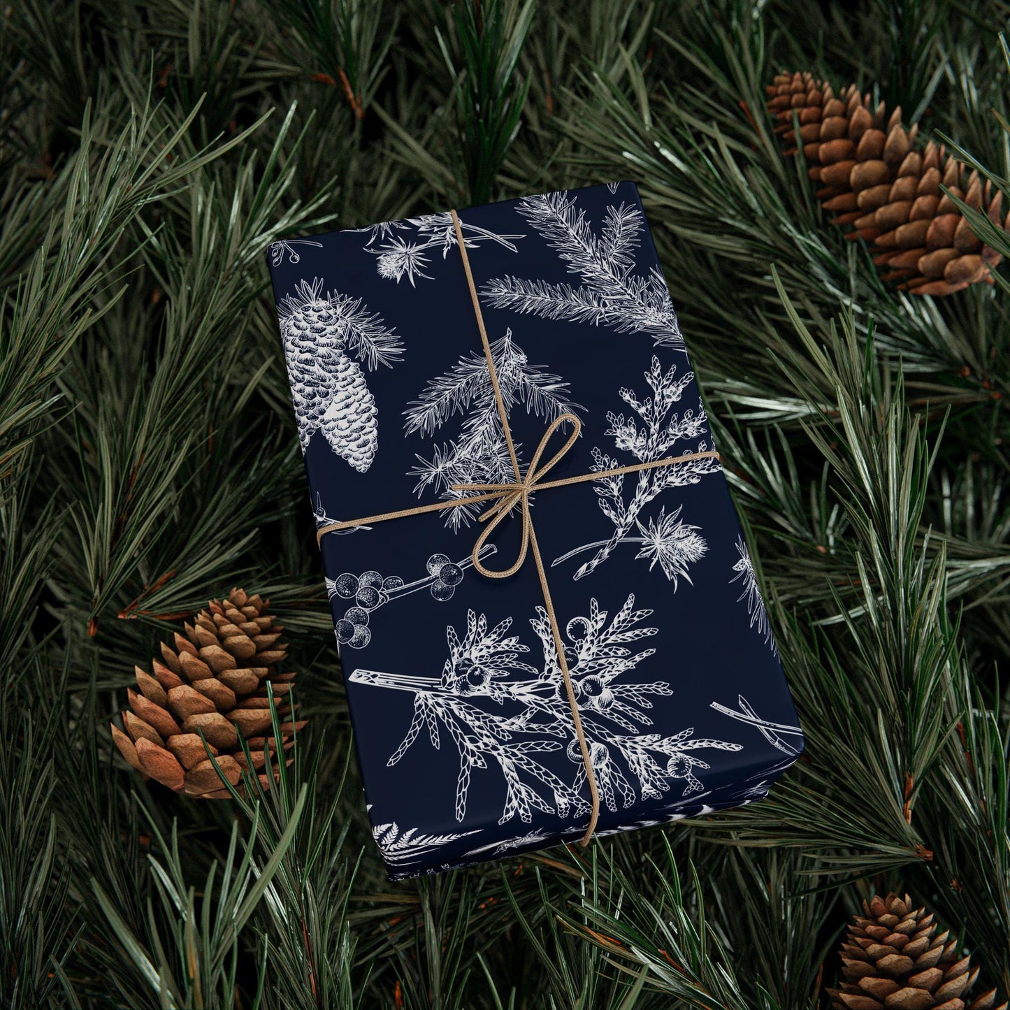 Blue Christmas Toile Holiday Gift Wrapping Papers | Christmas Toile Holiday Gift Wrap