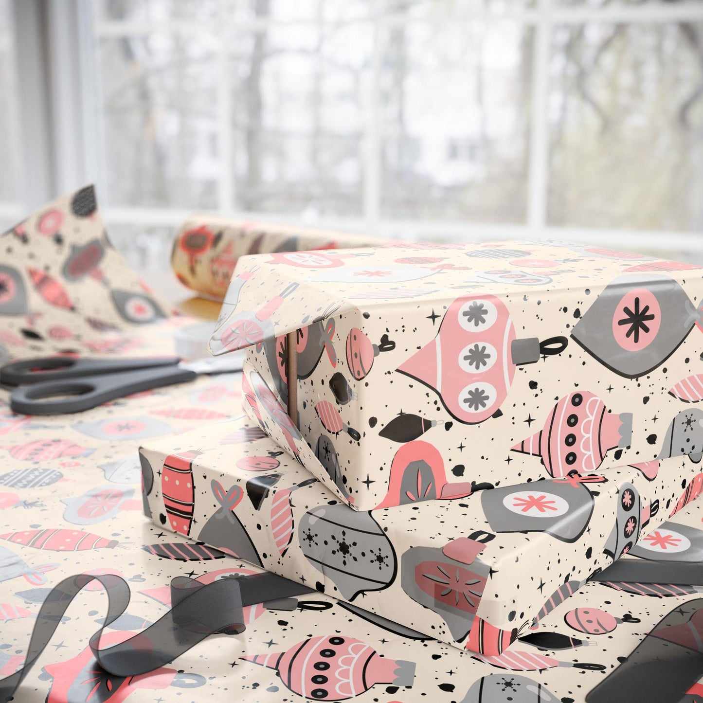 Pink Christmas Ornament Gift Wrapping Papers - Custom Holiday Gift Wrap -