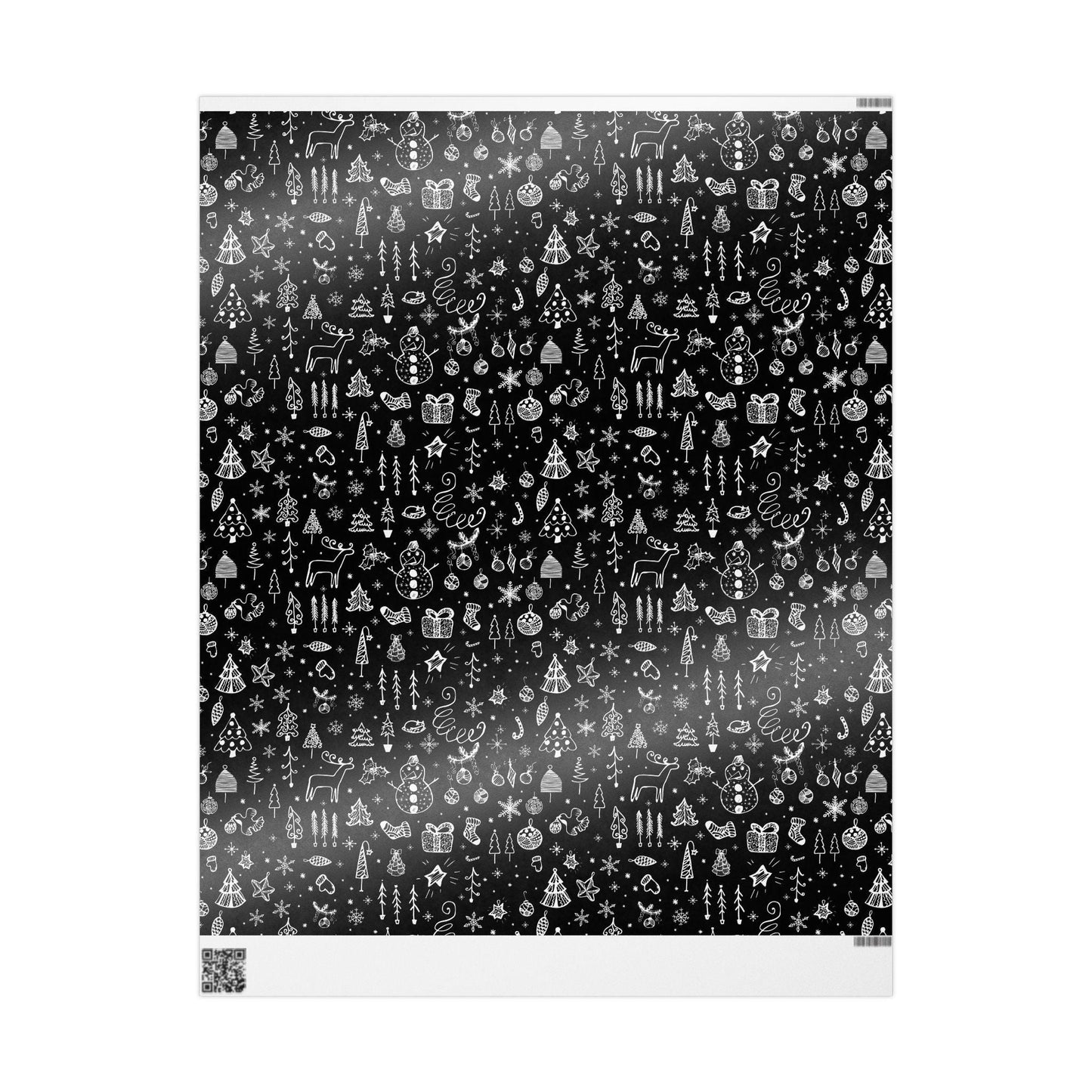 Black Christmas Doodle Gift Wrapping Papers - Custom Holiday Gift Wrap