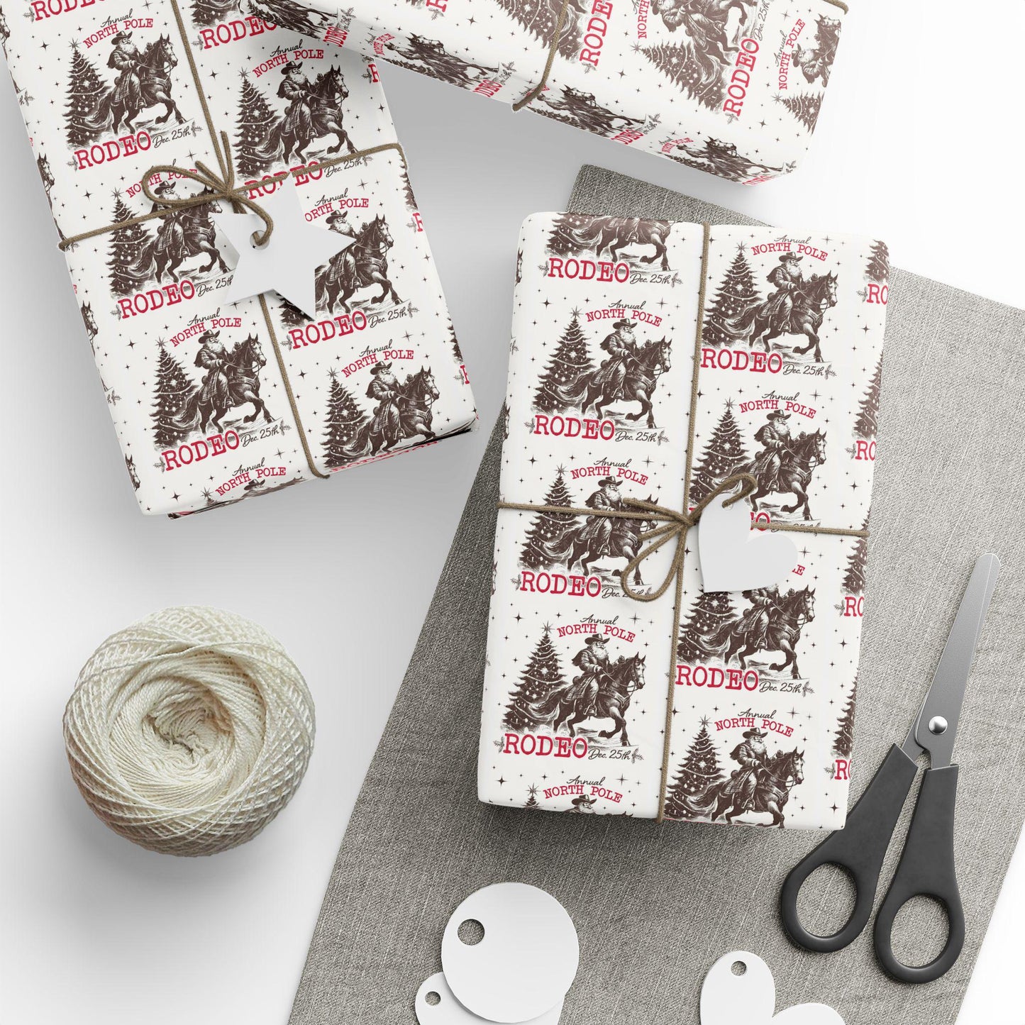 Vintage Cowboy Santa Gift Wrap Papers - Retro Western Christmas Gift wrapping - Nostalgic Santa Claus Wrapping paper
