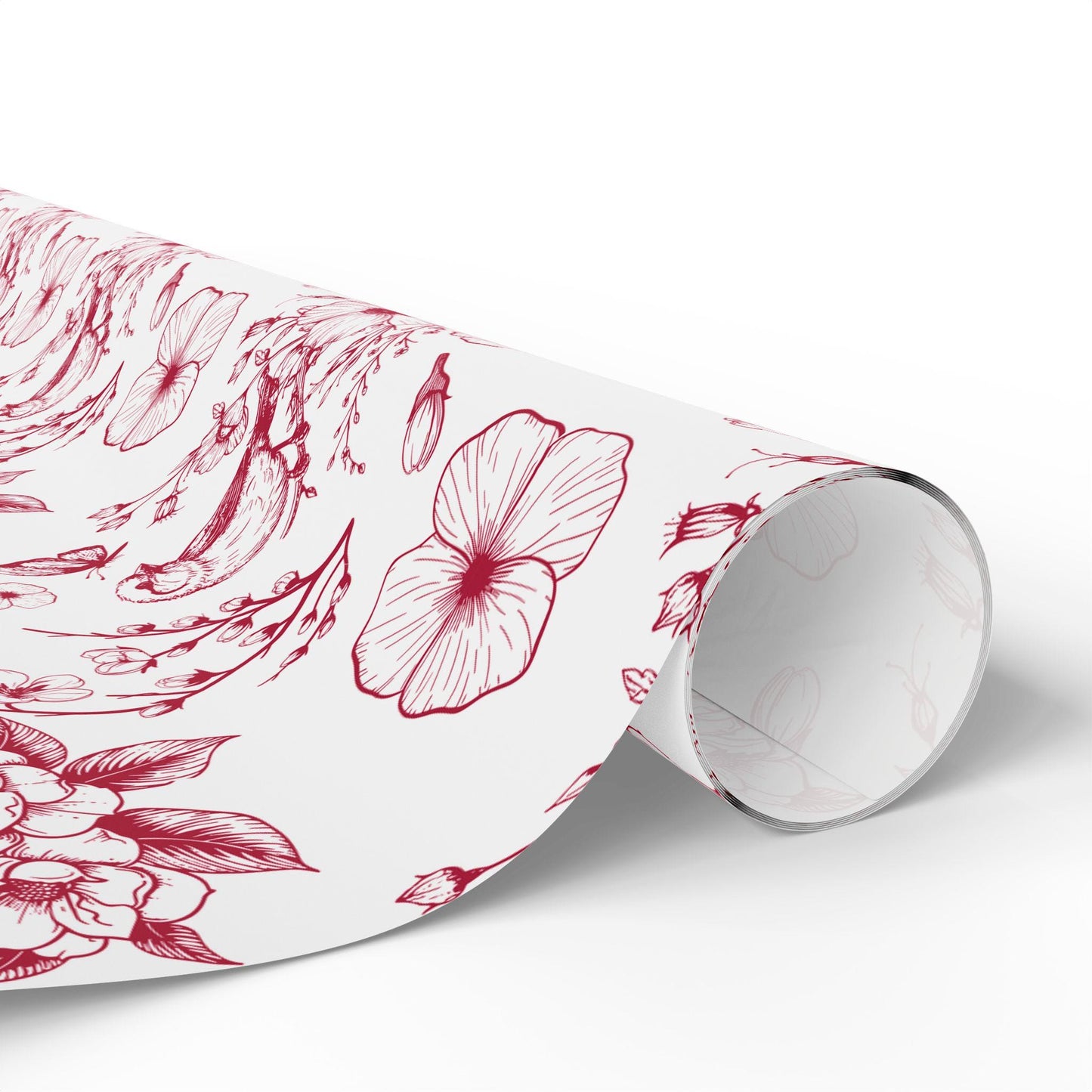 Red Bird Toile Holiday Gift Wrapping Papers - Christmas Toile Holiday Gift Wrap Red