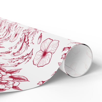 Red Bird Toile Holiday Gift Wrapping Papers - Christmas Toile Holiday Gift Wrap Red