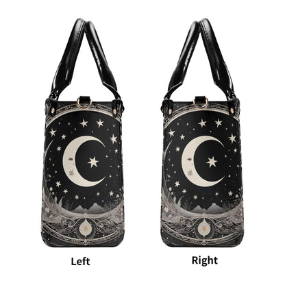 Black White Moon Bag Cute Crossbody Bag Unique Purse Cute Purse, Luxury Bag Vegan Leather Bags Printed Designer Bag