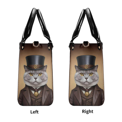 Victorian Gentleman Cat Crossbody Bag - Luxury Vegan Leather Purse, Unique Gift for Cat Lovers