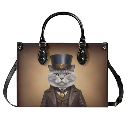 Victorian Gentleman Cat Crossbody Bag - Luxury Vegan Leather Purse, Unique Gift for Cat Lovers