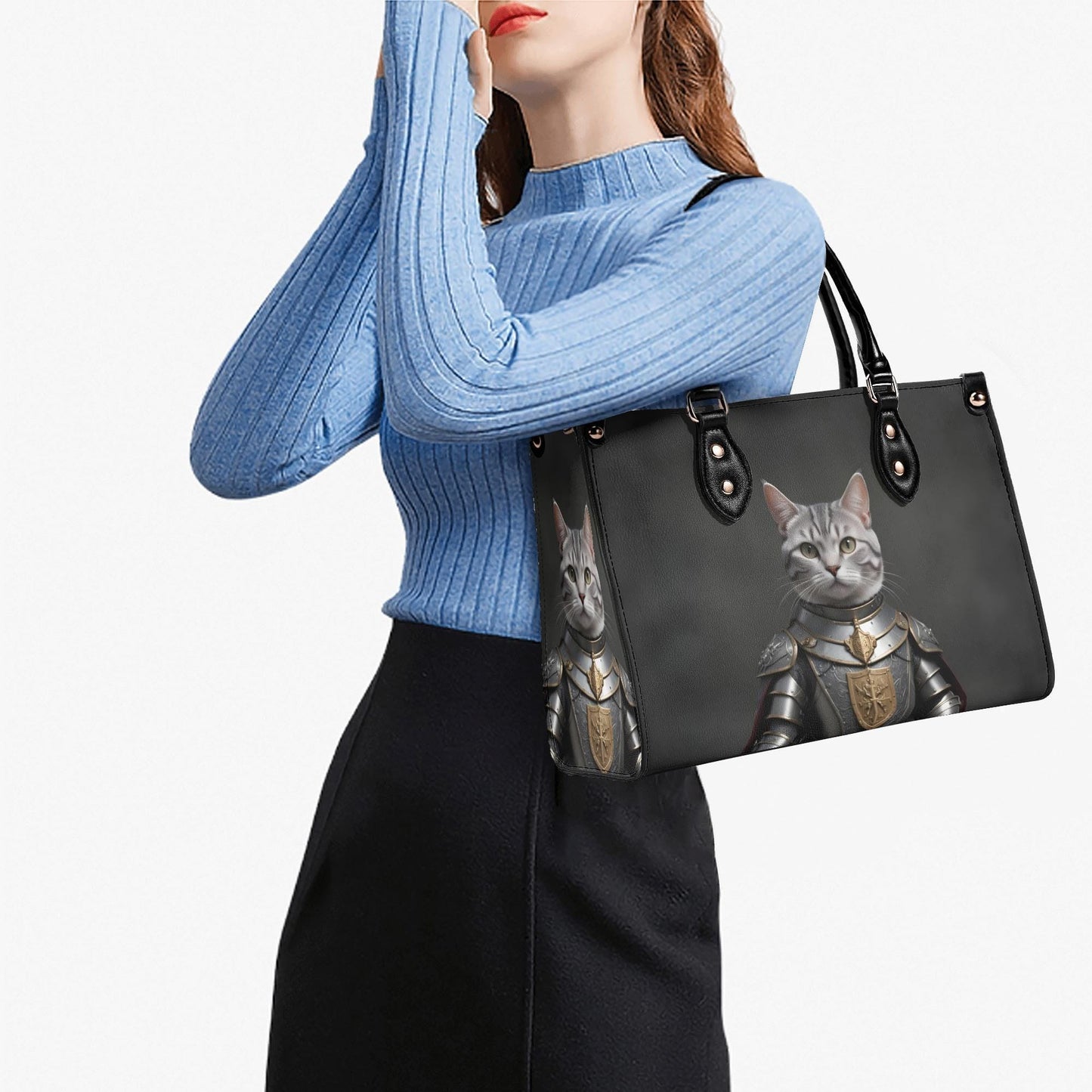 Knighted Templar Cat Bag Cute Crossbody Bag Unique Purse Cute Purse, Luxury Bag Vegan Leather Bags Printed Designer Bag