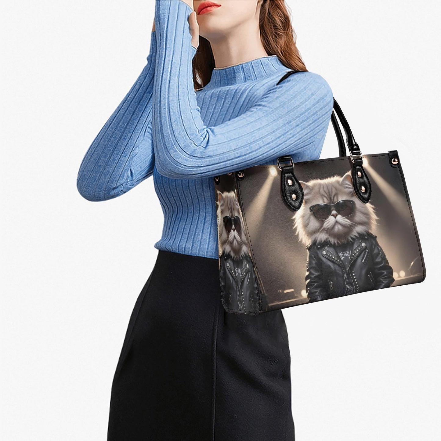 Rockstar Cat Bag Cute Crossbody Bag Unique Purse Cute Purse, Luxury Bag Vegan Leather Bags Printed Designer Bag