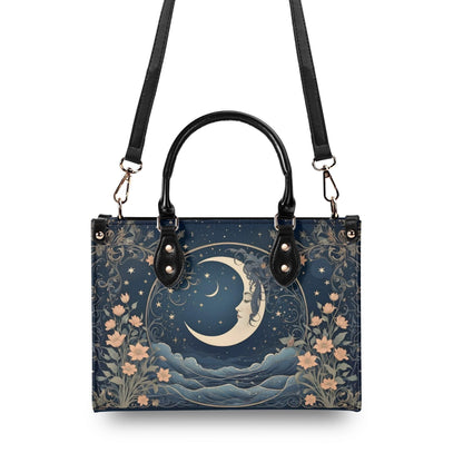 Moon Design Crossbody Bag - Unique Vegan Leather Purse, Mystical Gift for Women