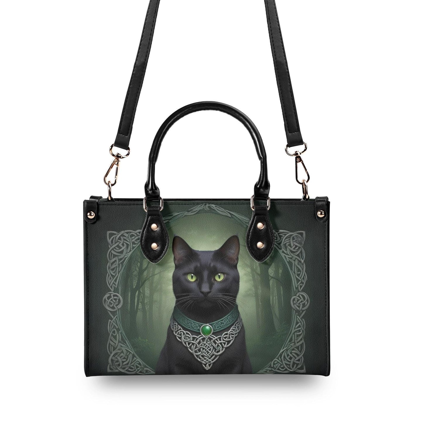 Celtic Mystic Cat Crossbody Bag - Unique Designer Purse, Cat Lover Gift for Women