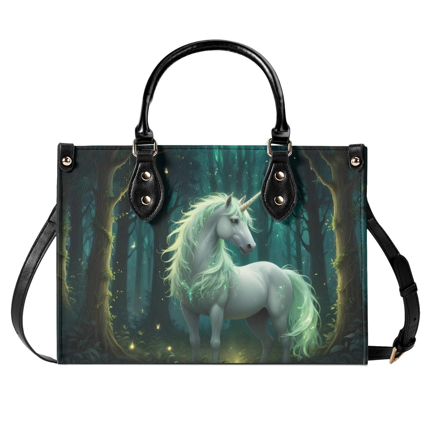 Forest Guardian Unicorn Crossbody Bag - Mystical Vegan Leather Designer Purse, Unique Gift for Women