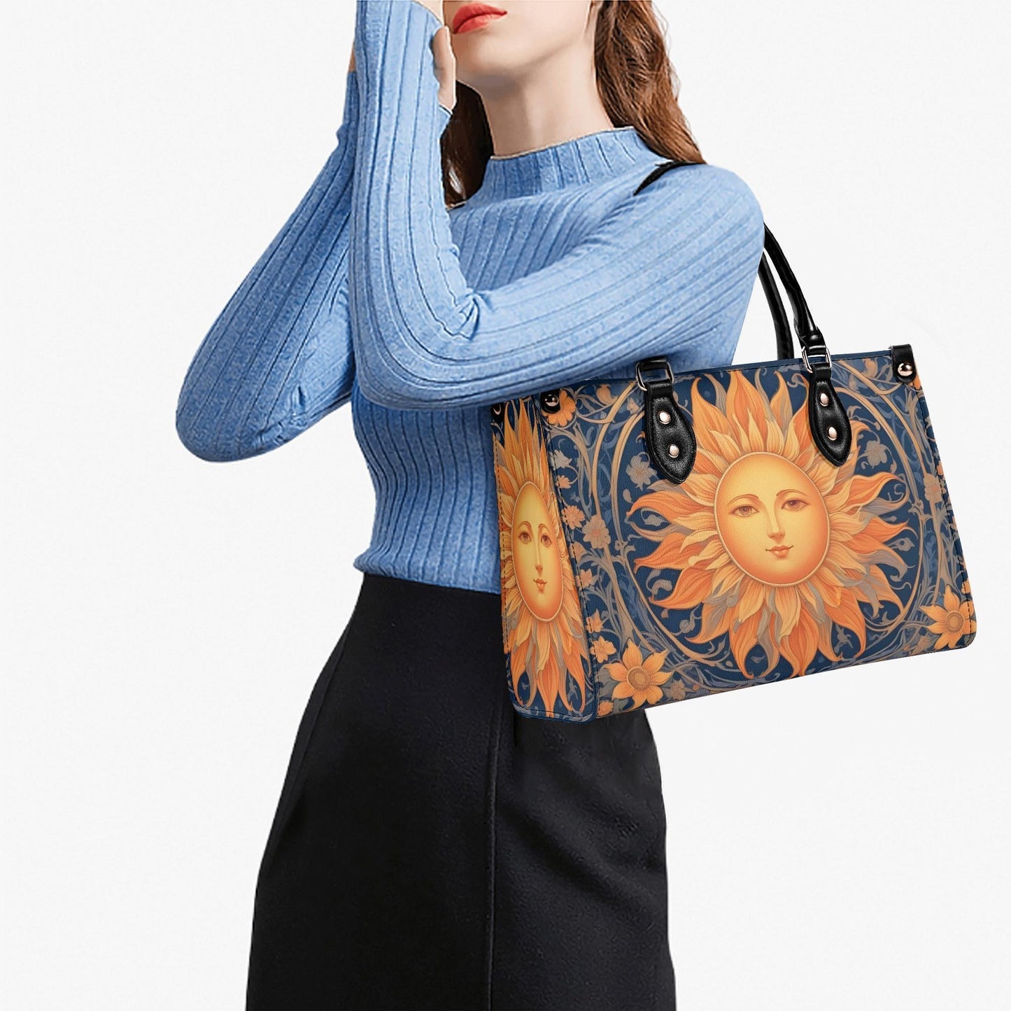 Sun Design Crossbody Bag - Unique Vegan Leather Purse, Luxury Nature-Inspired Gift for Women