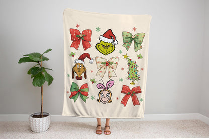 Cozy Christmas Coquette Blanket, Custom  Throw,Cozy Name Blanket,Merry Christmas Gift,  Lovers Gift, Xmas Home Decor,