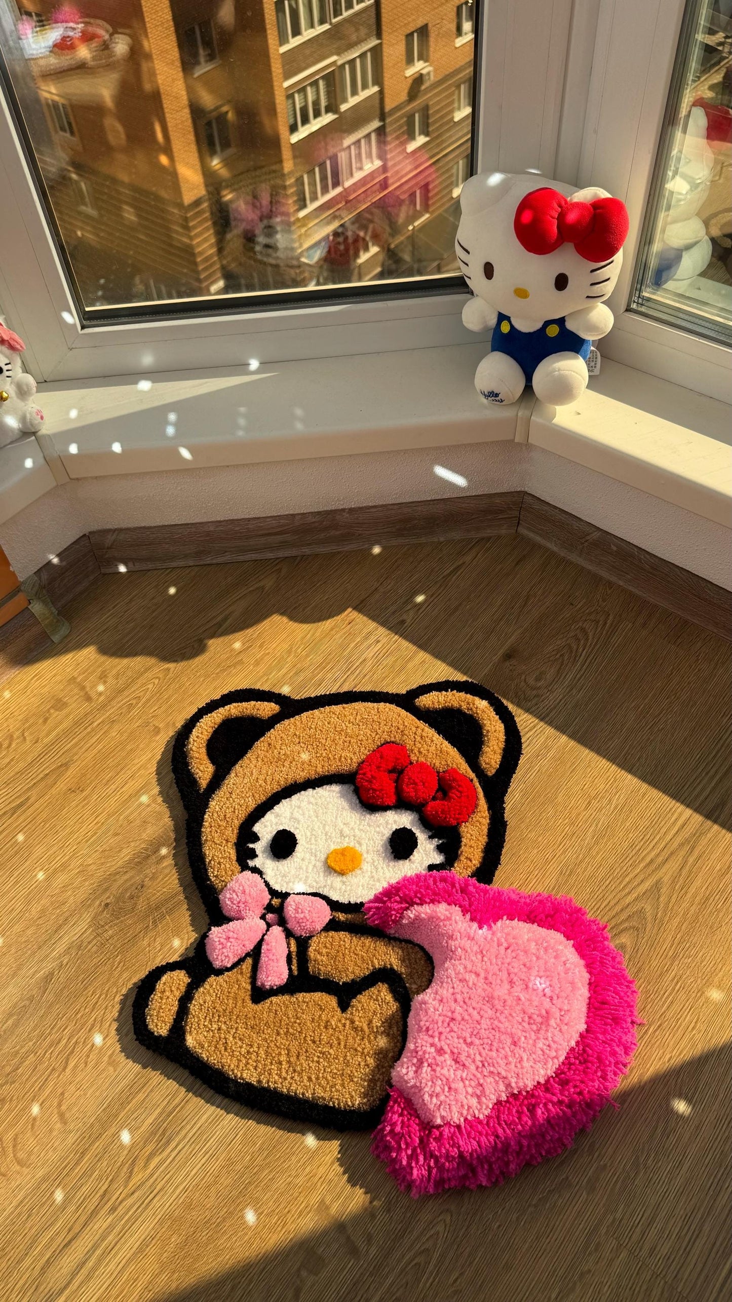 Puffy Kitty Bear Rug – Custom 3D Puffy Tufted Carpet, Fluffy Handmade Cute Gift, Kawaii Decor for Girls Room or Aesthetic Bedroom