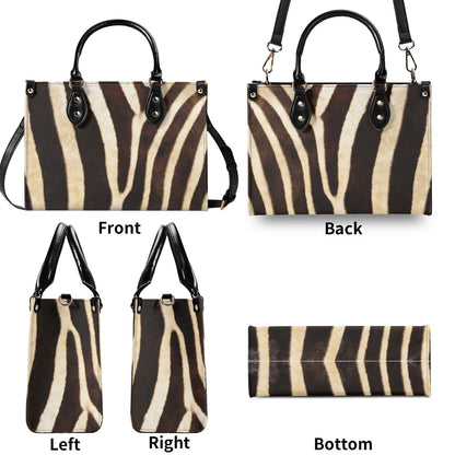 Zebra Safari Tote - Vegan Leather, Waterproof PU Leather Handbag, Top Handle Vegan Leather, Crossbody, Shoulder bag.