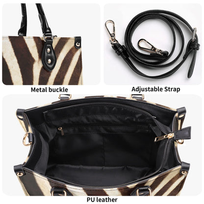 Zebra Safari Tote - Vegan Leather, Waterproof PU Leather Handbag, Top Handle Vegan Leather, Crossbody, Shoulder bag.