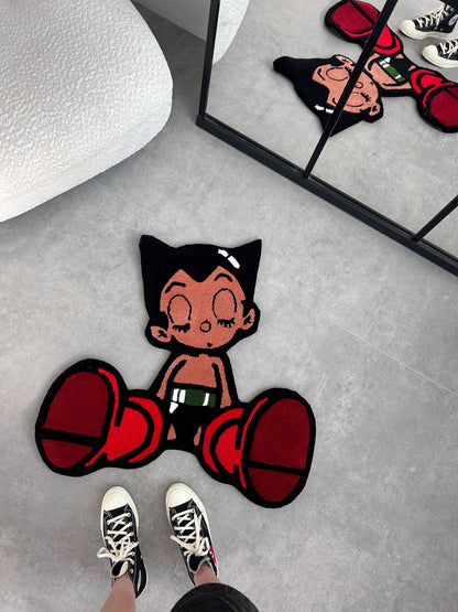 Astro Boy Rug: Handmade Anime Character Home Decor