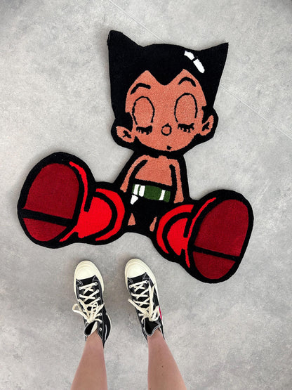 Astro Boy Rug: Handmade Anime Character Home Decor