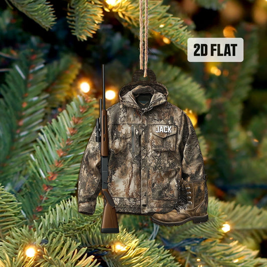 Personalized Hunting 2D Flat Ornament, Custom Hunting Christmas Tree Ornament, Hunting Vest  Christmas Decor, Gift for Hunter, Dad, Husband