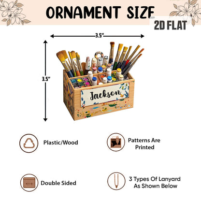 Personalized Artist 2D Flat Ornament, Custom Artist Christmas Tree Ornament, Art Teacher Ornament,   Xmas Gift For Artist, Painters Gift