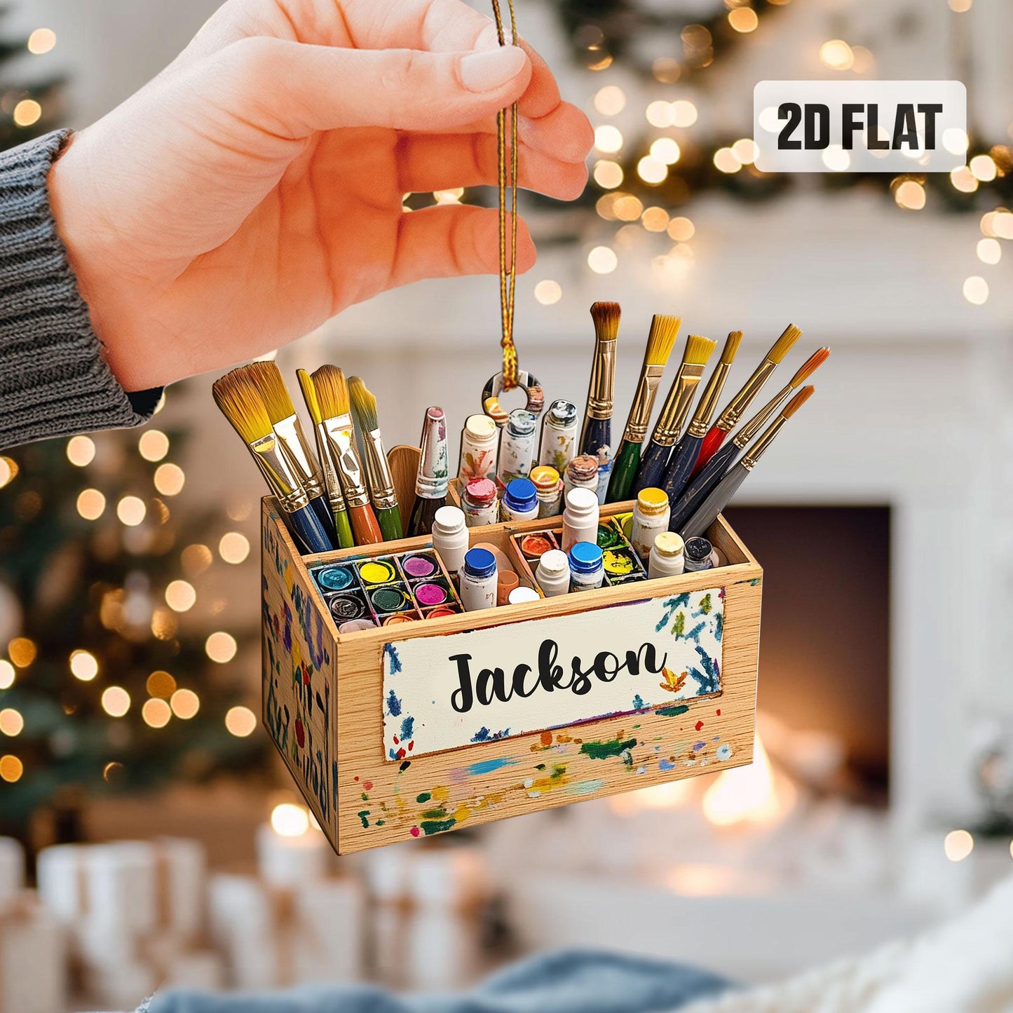 Personalized Artist 2D Flat Ornament, Custom Artist Christmas Tree Ornament, Art Teacher Ornament,   Xmas Gift For Artist, Painters Gift
