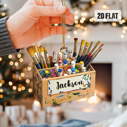 Personalized Artist 2D Flat Ornament, Custom Artist Christmas Tree Ornament, Art Teacher Ornament,   Xmas Gift For Artist, Painters Gift