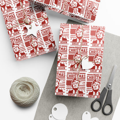 Trump Christmas Wrapping Paper | Make Christmas Great Again Wrapping Paper | Funny Christmas Gift Paper | MAGA Gift Wrap | Republican Gift