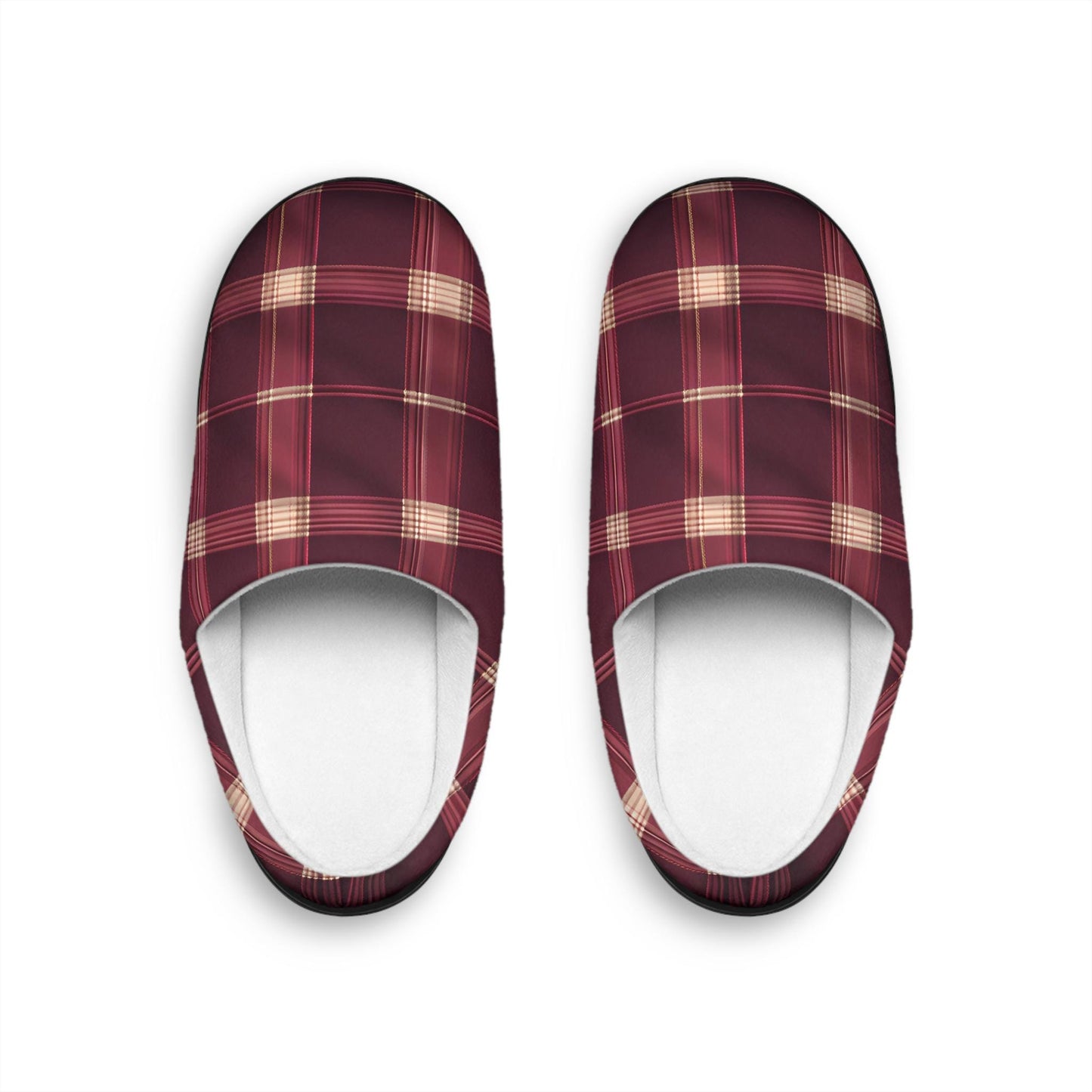 Women'sslipper Holiday Giftful Ideas Plaid Slippers Women's House Shoes  Indoor Footwear HolidayGift WinterCozy HouseShoes Burgundy Gold