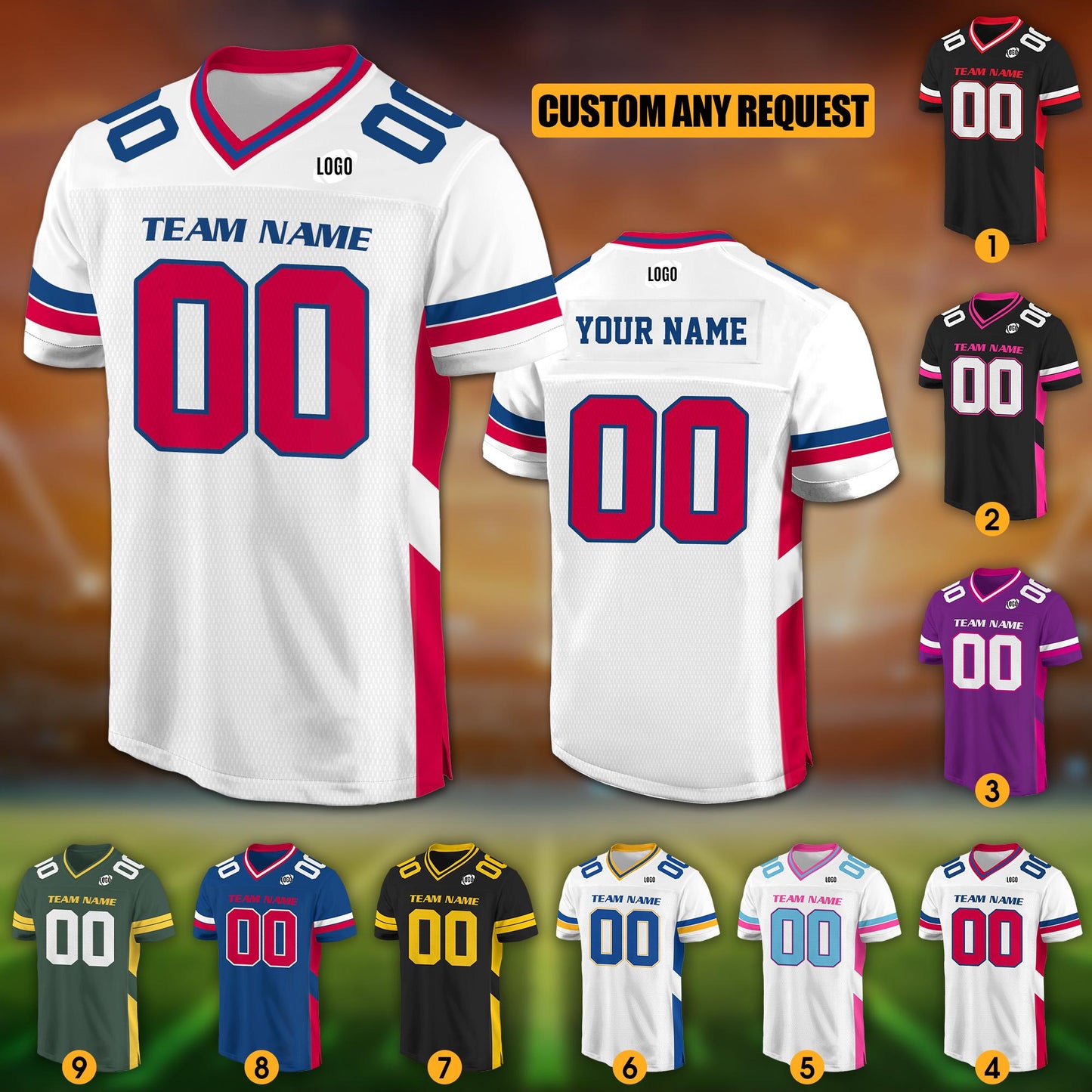 Custom Men Women Youth Kid Football Jersey Shirt For Adult Kid, Personalized Team Name Number Football Jersey Shirt, Gifts For Football Fans