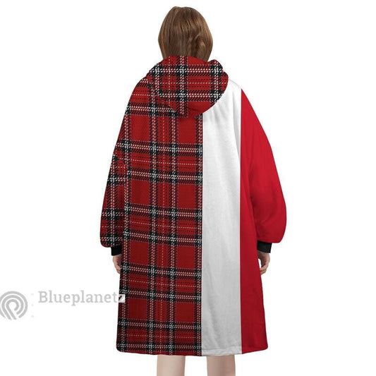 Custom Name Christmas Hoodies Blanket, Personalized Color Block Plaid Christmas Wearable Hoodie Blanket, Christmas Oversized Blanket, Gift