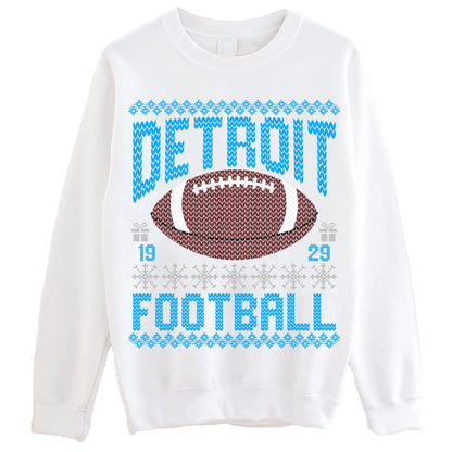 Detroit Ugly Christmas Sweatshirt, Football Shirt, Christmas Gift Tee, Festive Football Crewneck, Holiday Winter, Detroit Football Fan