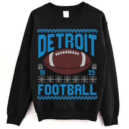 Detroit Ugly Christmas Sweatshirt, Football Shirt, Christmas Gift Tee, Festive Football Crewneck, Holiday Winter, Detroit Football Fan