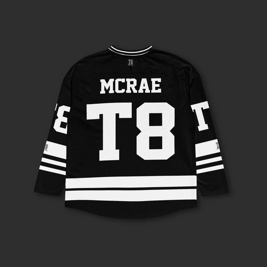 Unisex Streetwear Hockey Jersey: T8 Concert Outfit Black and White