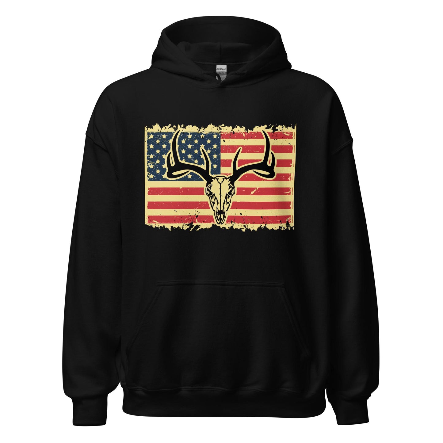 Deer skull American flag Hoodie, hunting hoodie, mens hunting hoodies, hunting gifts for men, gift for hunter,