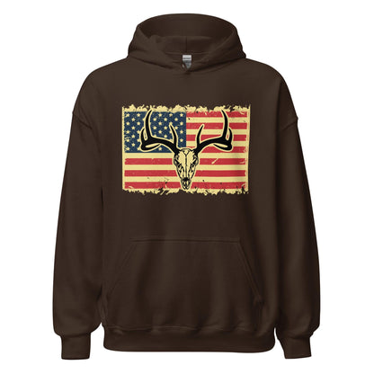 Deer skull American flag Hoodie, hunting hoodie, mens hunting hoodies, hunting gifts for men, gift for hunter,