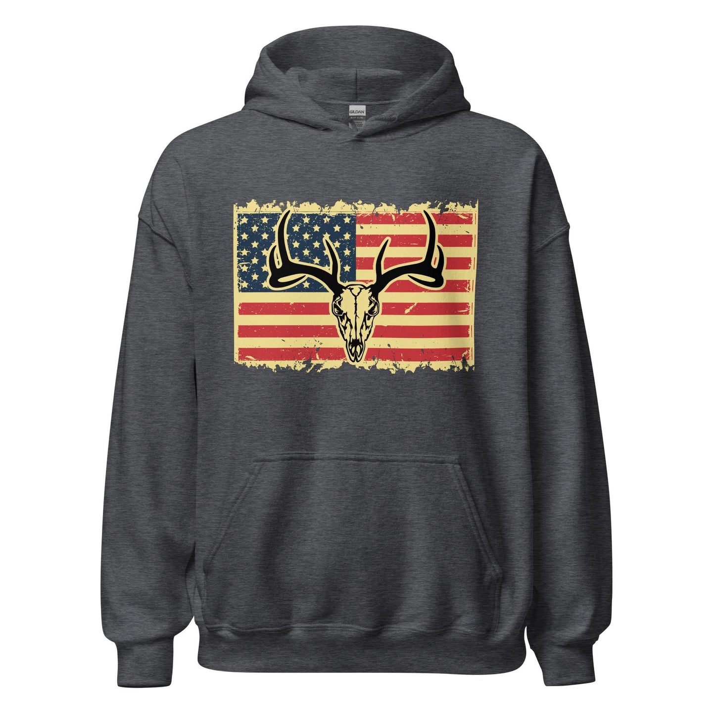 Deer skull American flag Hoodie, hunting hoodie, mens hunting hoodies, hunting gifts for men, gift for hunter,