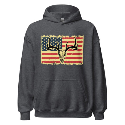 Deer skull American flag Hoodie, hunting hoodie, mens hunting hoodies, hunting gifts for men, gift for hunter,
