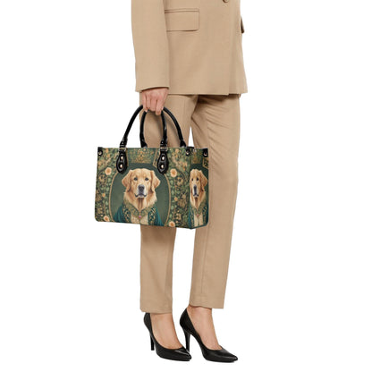 Noble Golden Retriever in Velvet Robe - Art Nouveau Regal Dog Portrait Bag Cute Crossbody Bag Unique Purse Cute Purse, Luxury Bag