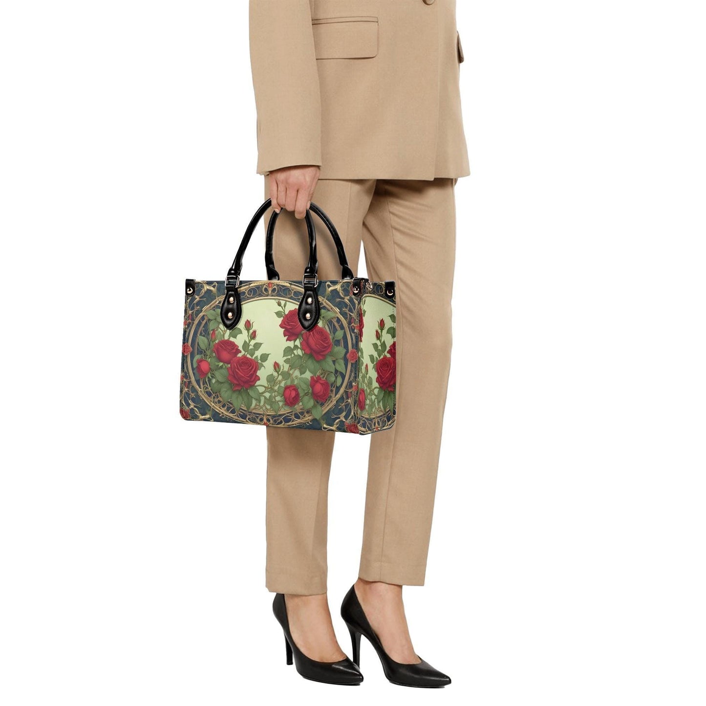 Lush Roses and Vines Bag Cute Crossbody Bag Unique Purse Cute Purse, Luxury Bag Vegan Leather Bags Printed Designer Bag