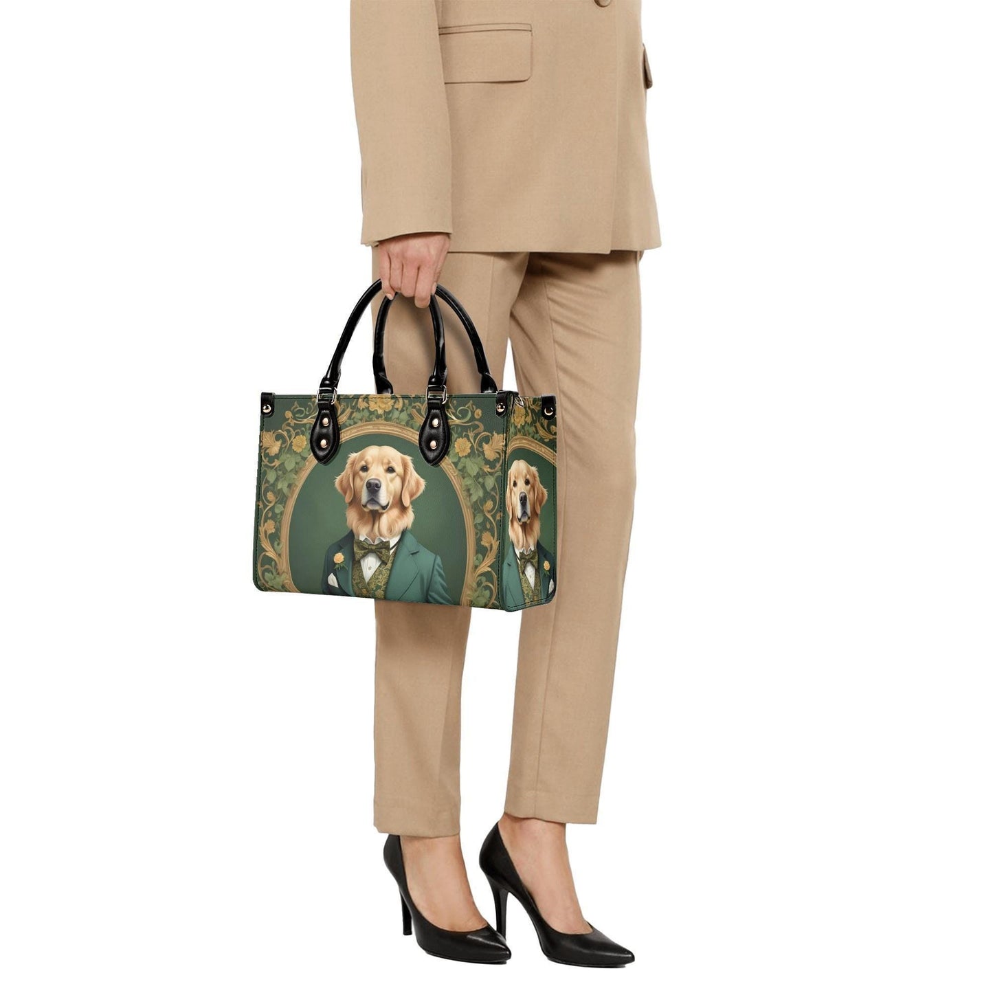 Golden Retriever in Gentleman’s Suit Crossbody Bag - Unique Vegan Leather Purse, Luxury Gift for Dog Lovers